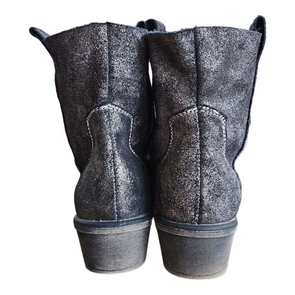 CHARLES by Charles David Pewter Sparkly Short Cowboy Boots Size 6 - Picture 3 of 7